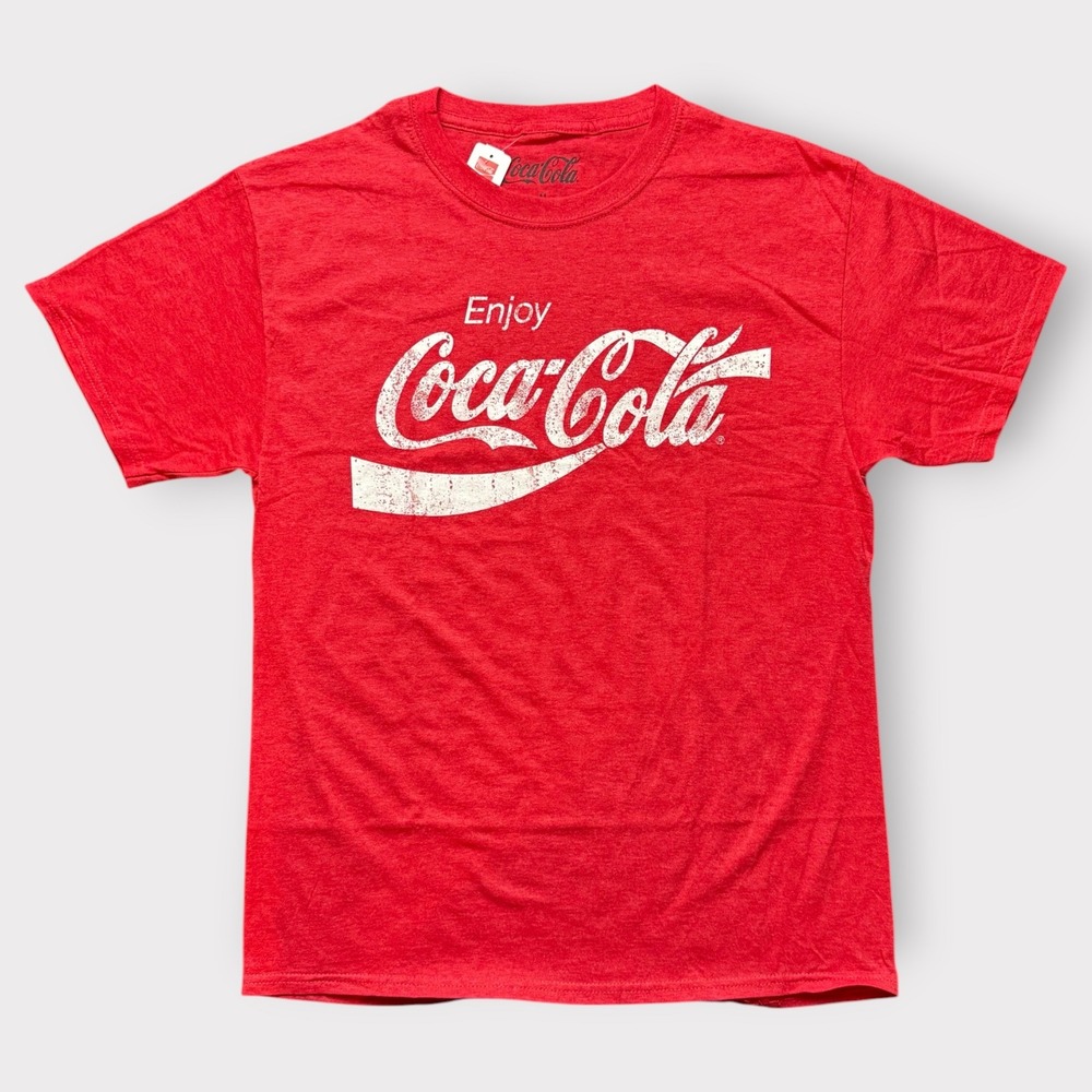 Coca-Cola Mens Graphic T-Shirt Red Heather Distressed Logo 20321 Size Medium NEW